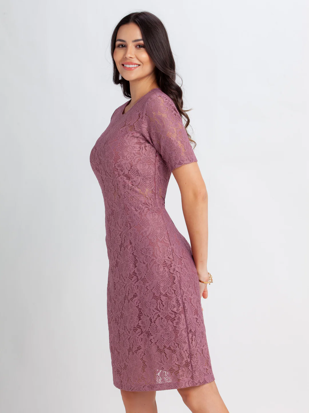 Pink Lace Short Dress - Image 3