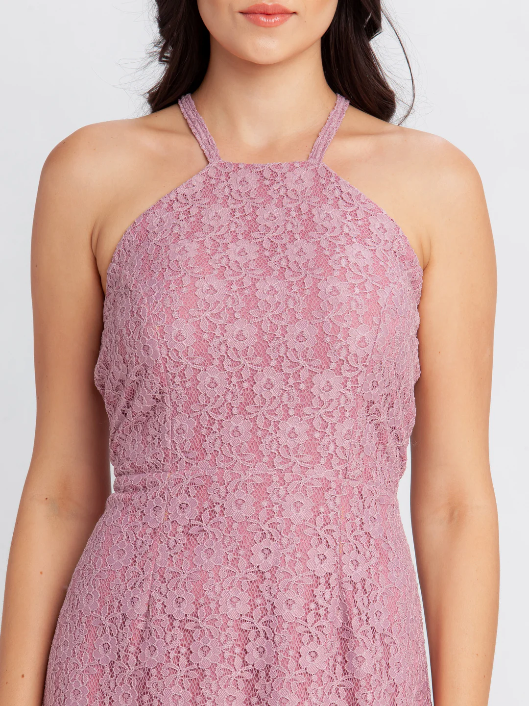 Pink Lace Strappy Short Dress - Image 5