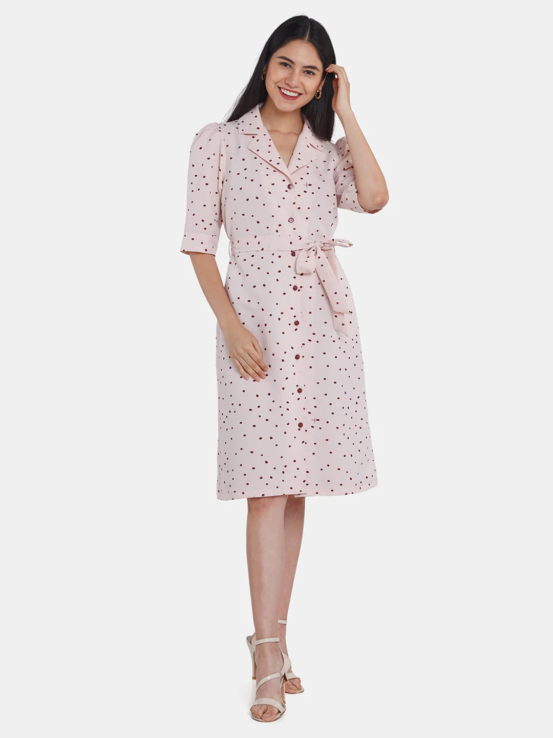 Pink Polka Shirt Dress - Image 2