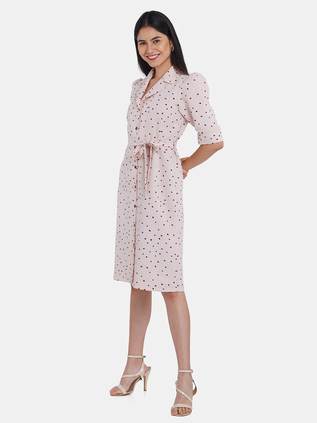 Pink Polka Shirt Dress - Image 3