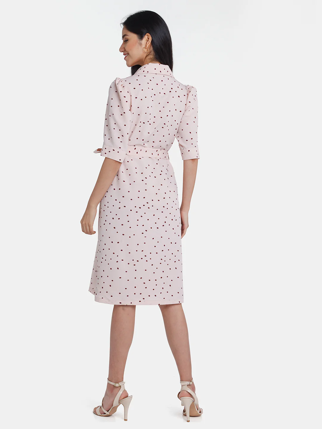 Pink Polka Shirt Dress - Image 4