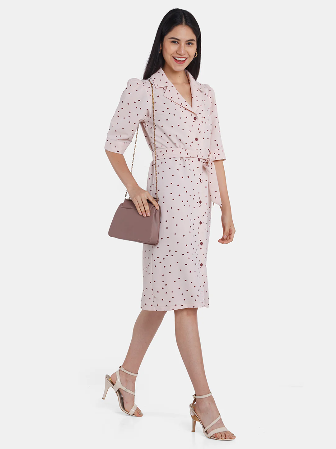 Pink Polka Shirt Dress - Image 5