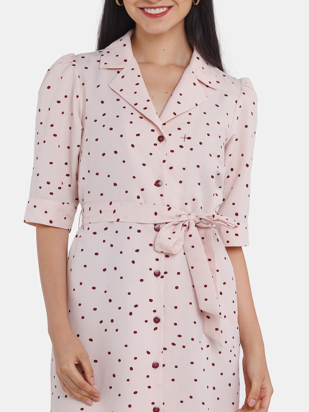 Pink Polka Shirt Dress - Image 6