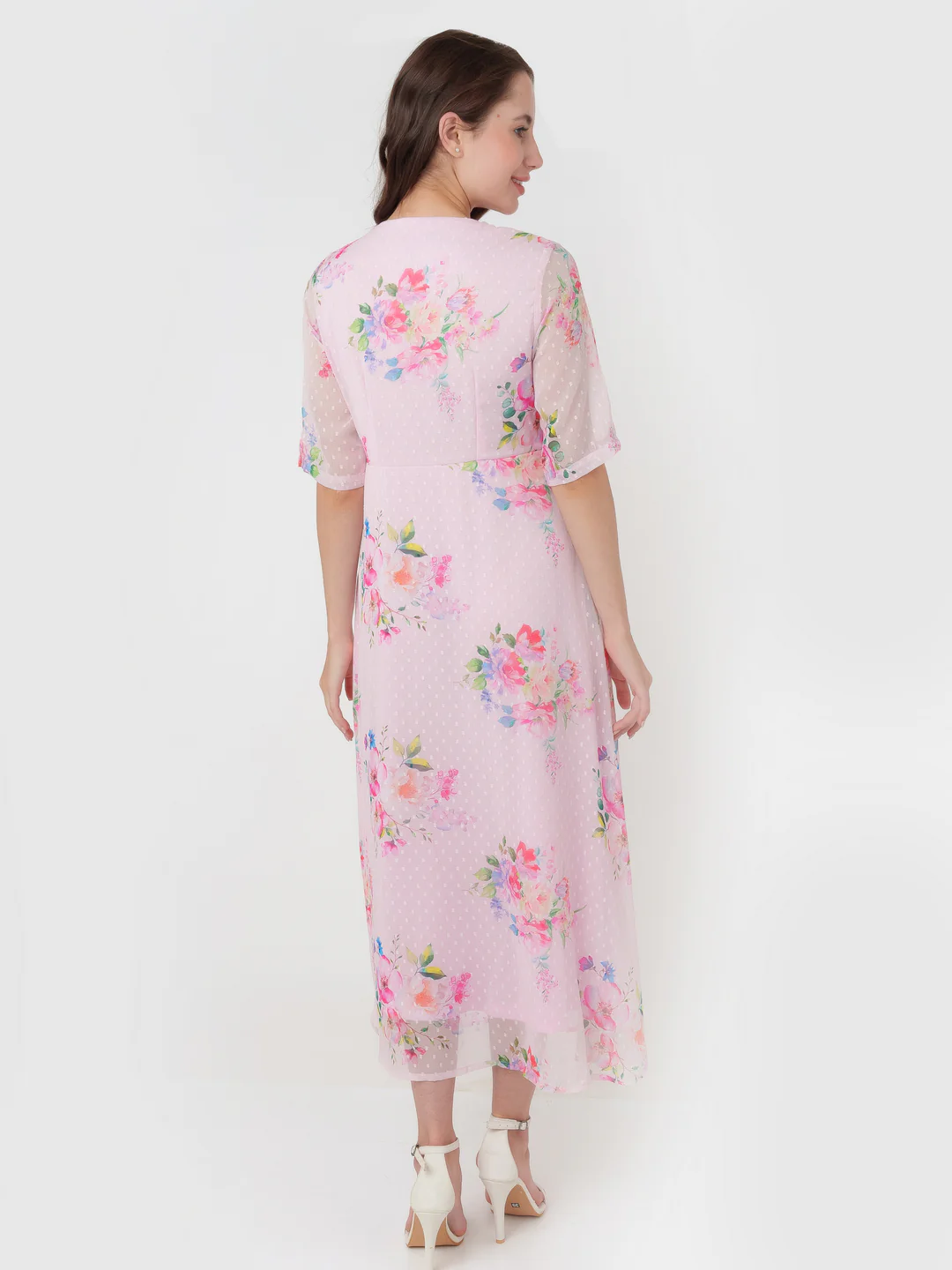 Pink Printed A-Line Maxi Dress - Image 4