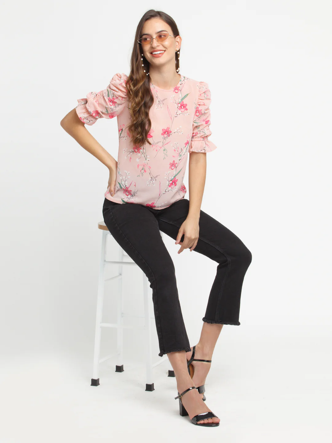 Pink Printed Elasticated Top