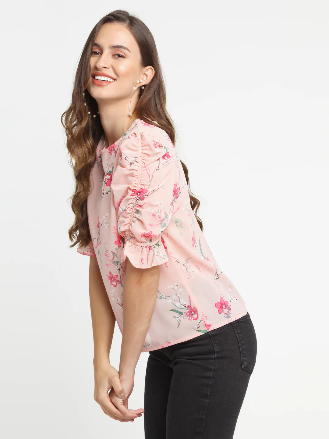 Pink Printed Elasticated Top - Image 3