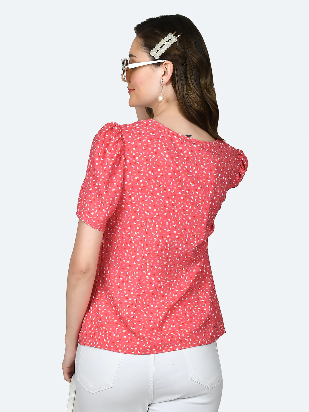 Pink Printed Empire Top - Image 4