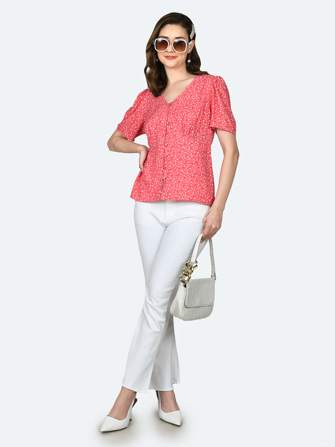 Pink Printed Empire Top - Image 5