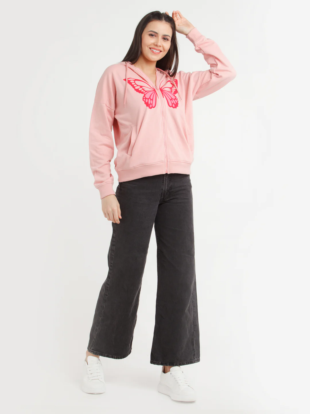 Pink Printed Hoodie