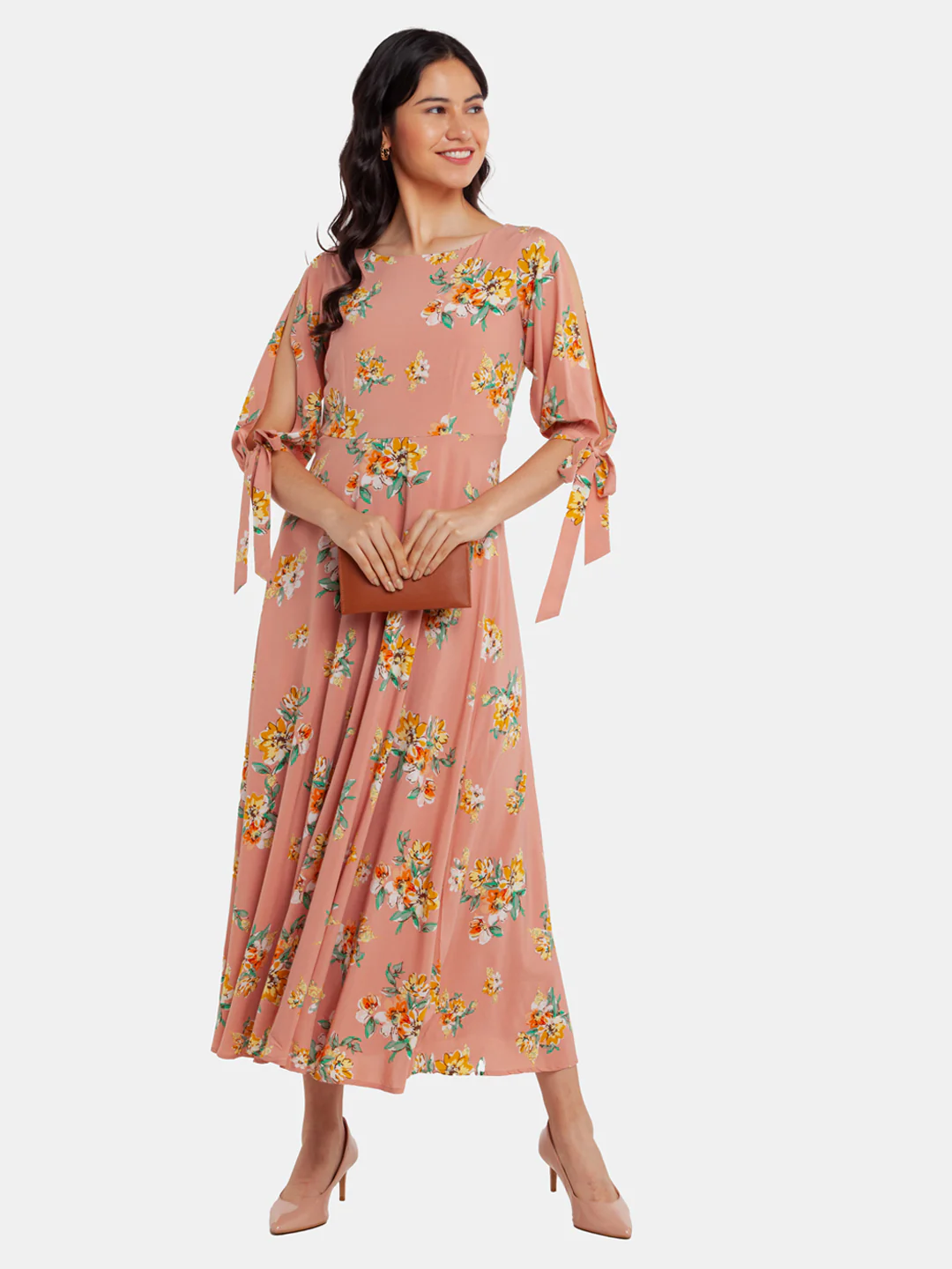 Pink Printed Maxi Dress