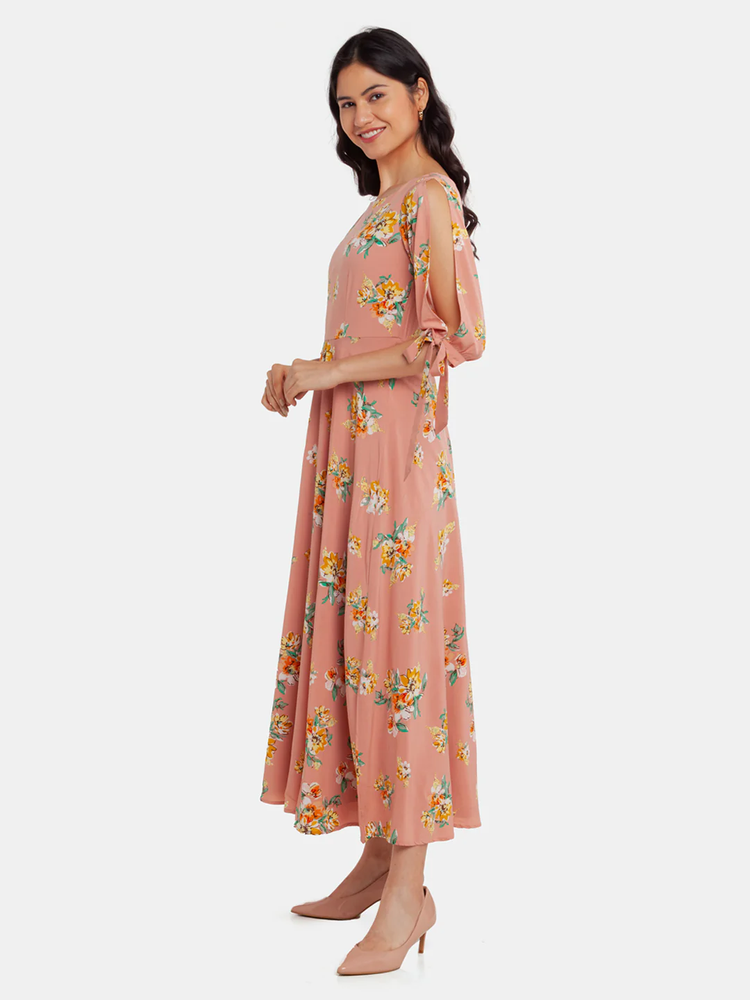 Pink Printed Maxi Dress - Image 3