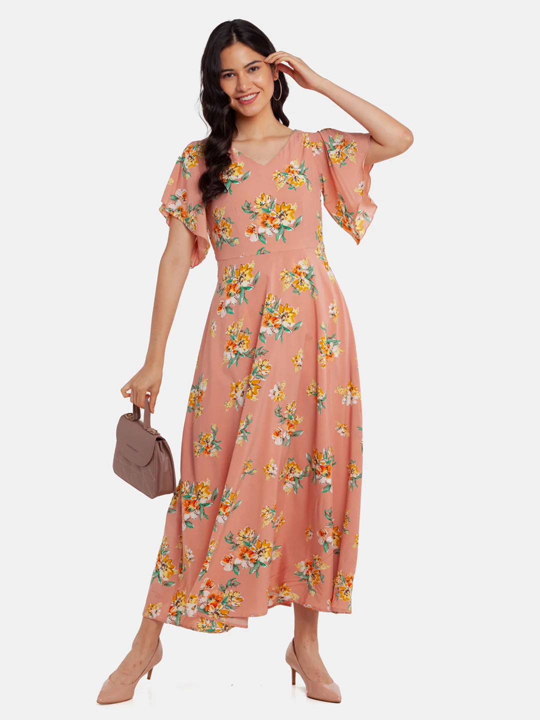 Pink Printed Maxi Dress