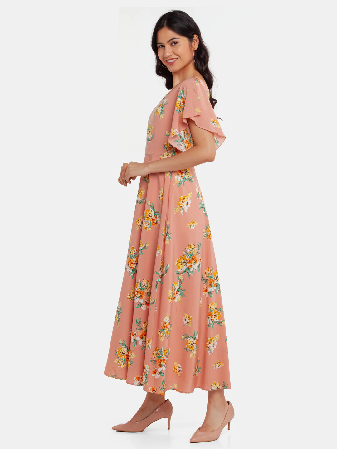 Pink Printed Maxi Dress - Image 3