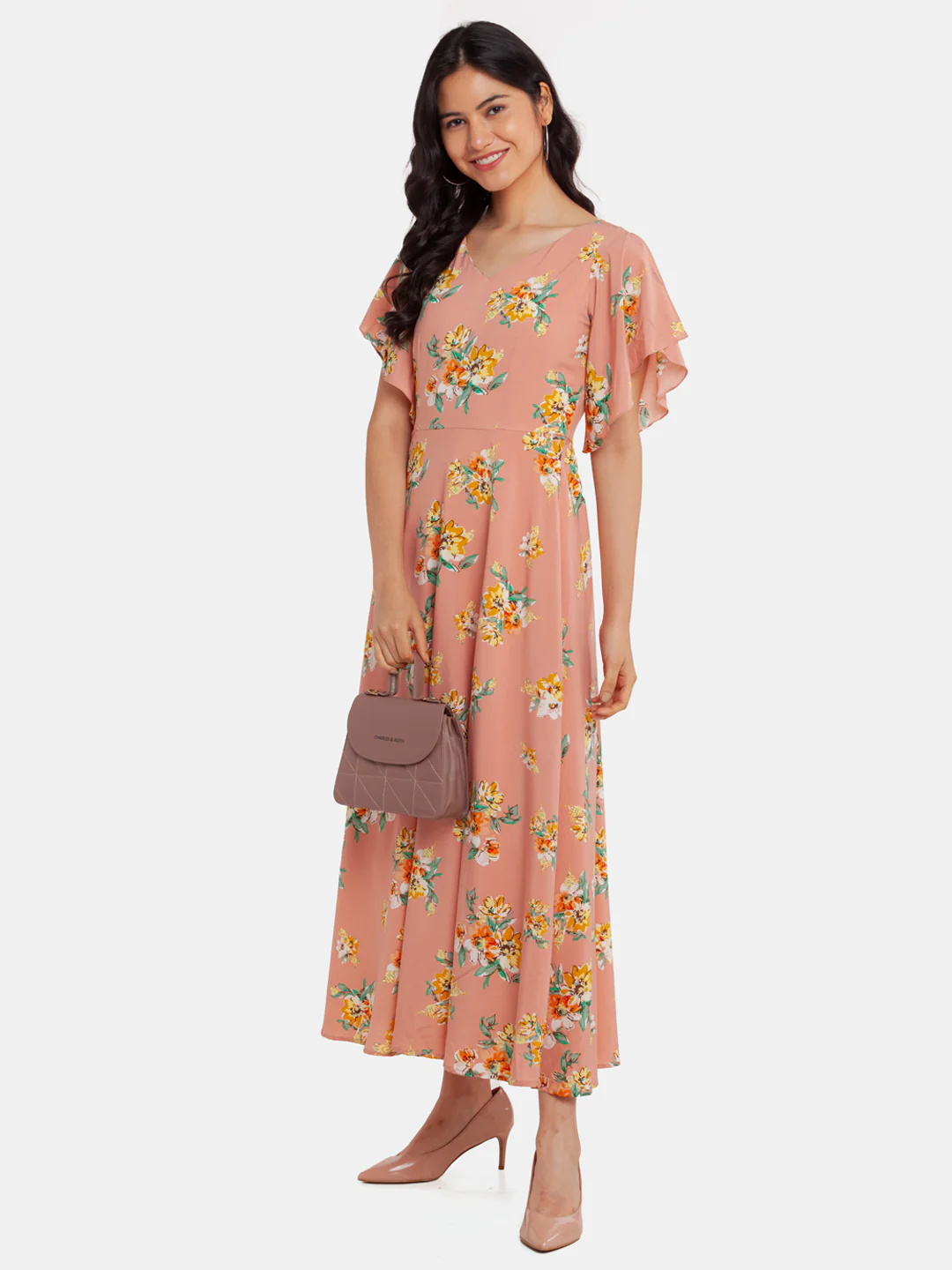 Pink Printed Maxi Dress - Image 5