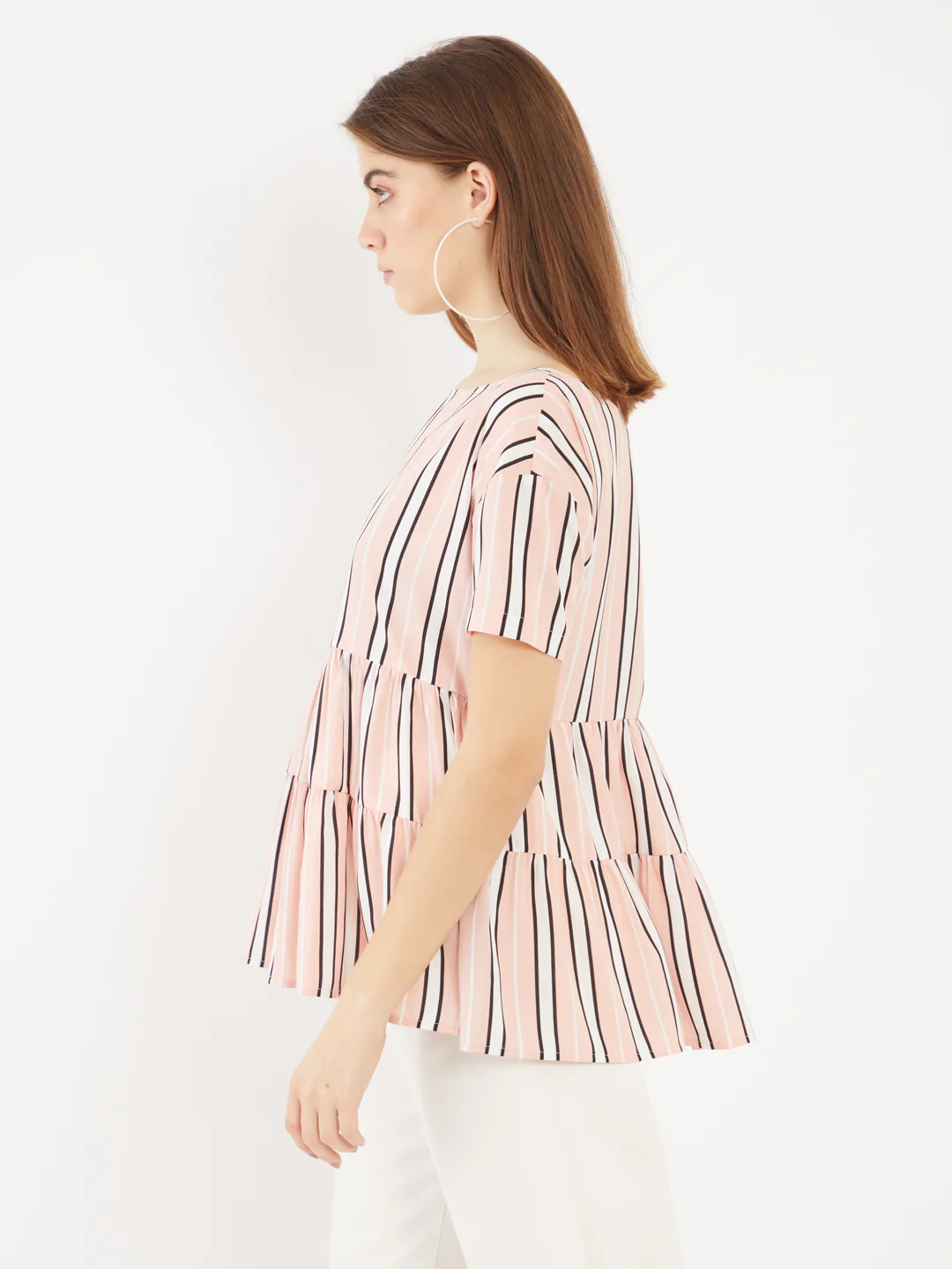 Pink Printed Peplum Top - Image 3
