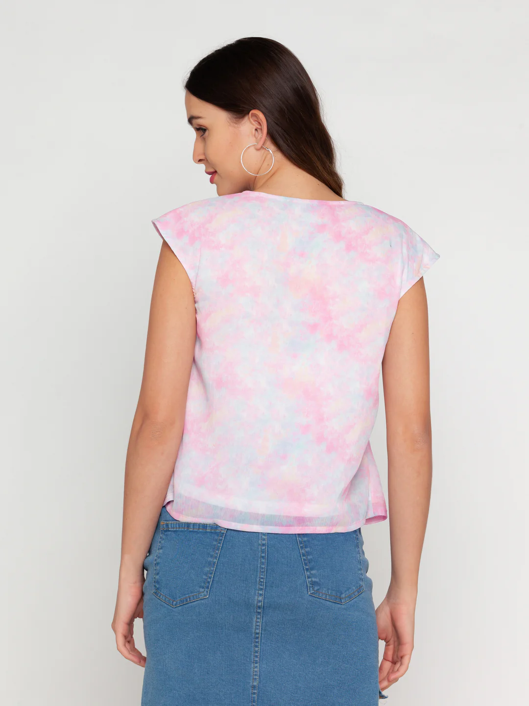 Pink Printed Peplum Top - Image 4