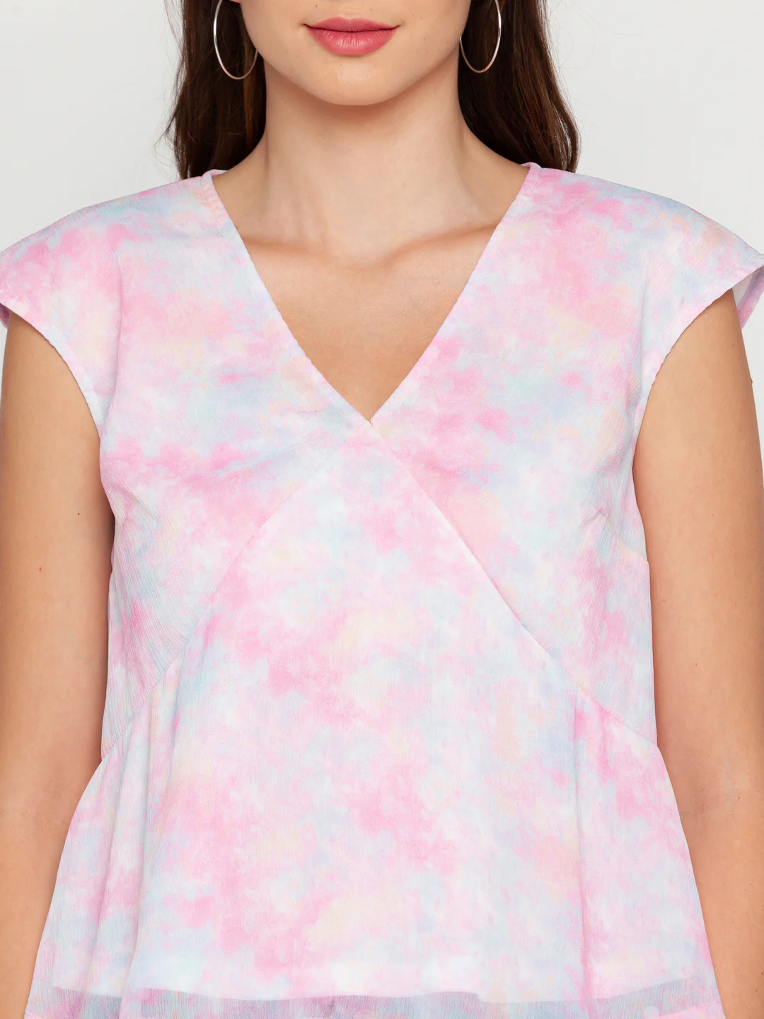 Pink Printed Peplum Top - Image 6