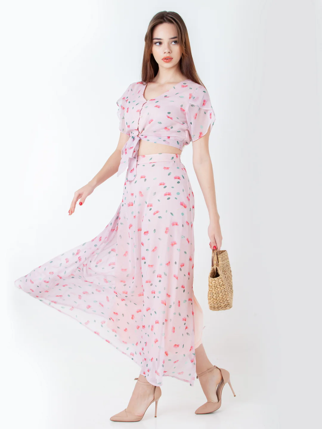 Pink Printed Regular Skirt
