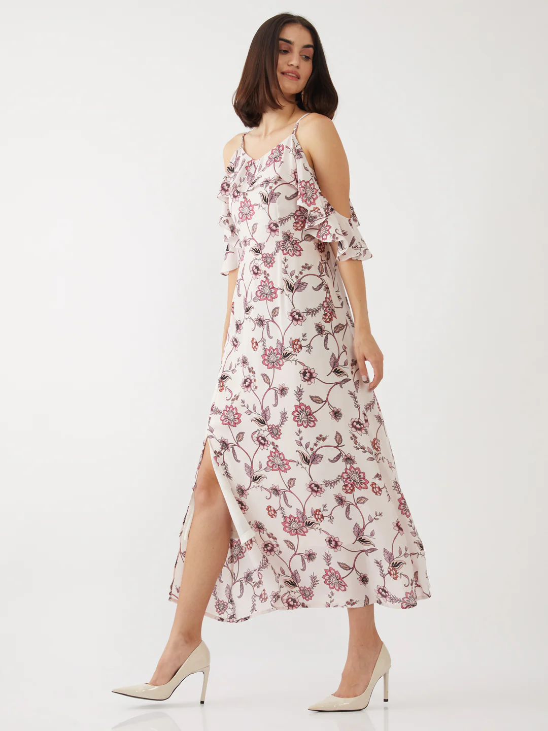 Pink Printed Ruffled Maxi - Image 3