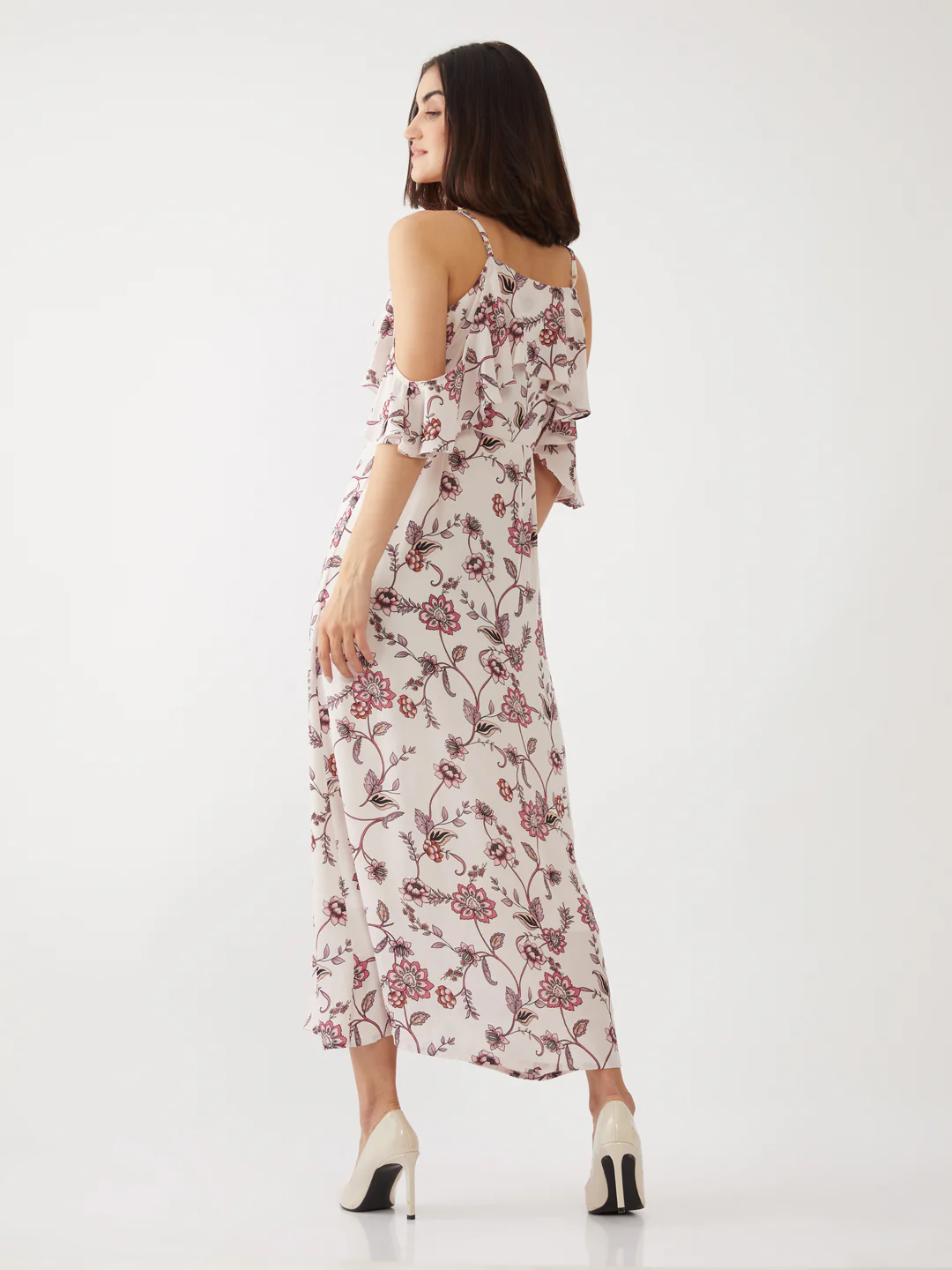 Pink Printed Ruffled Maxi - Image 4