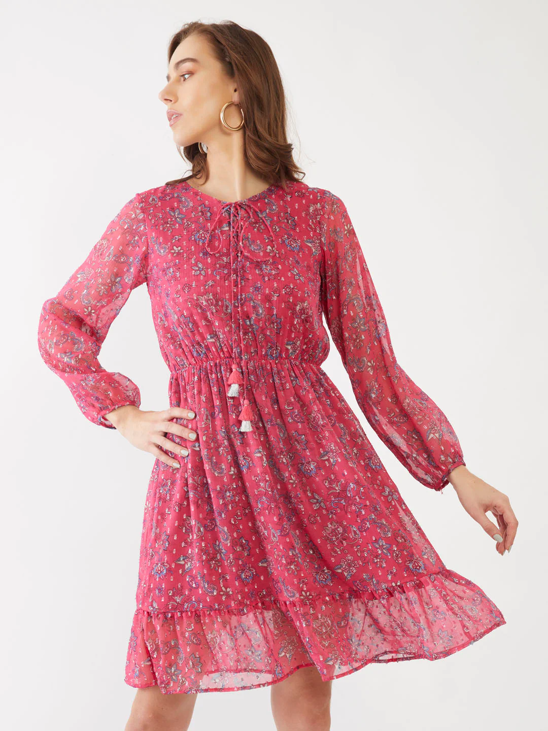 Pink Printed Short Dress - Image 2