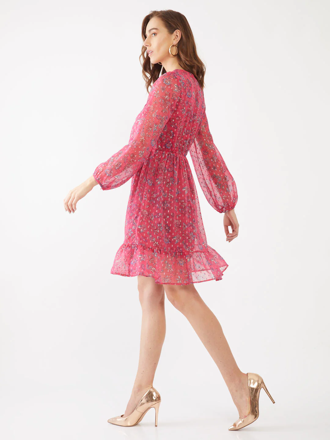Pink Printed Short Dress - Image 3
