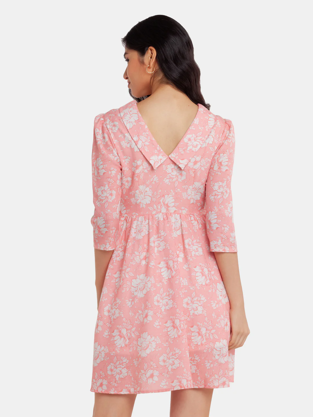 Pink Printed Short Dress - Image 4