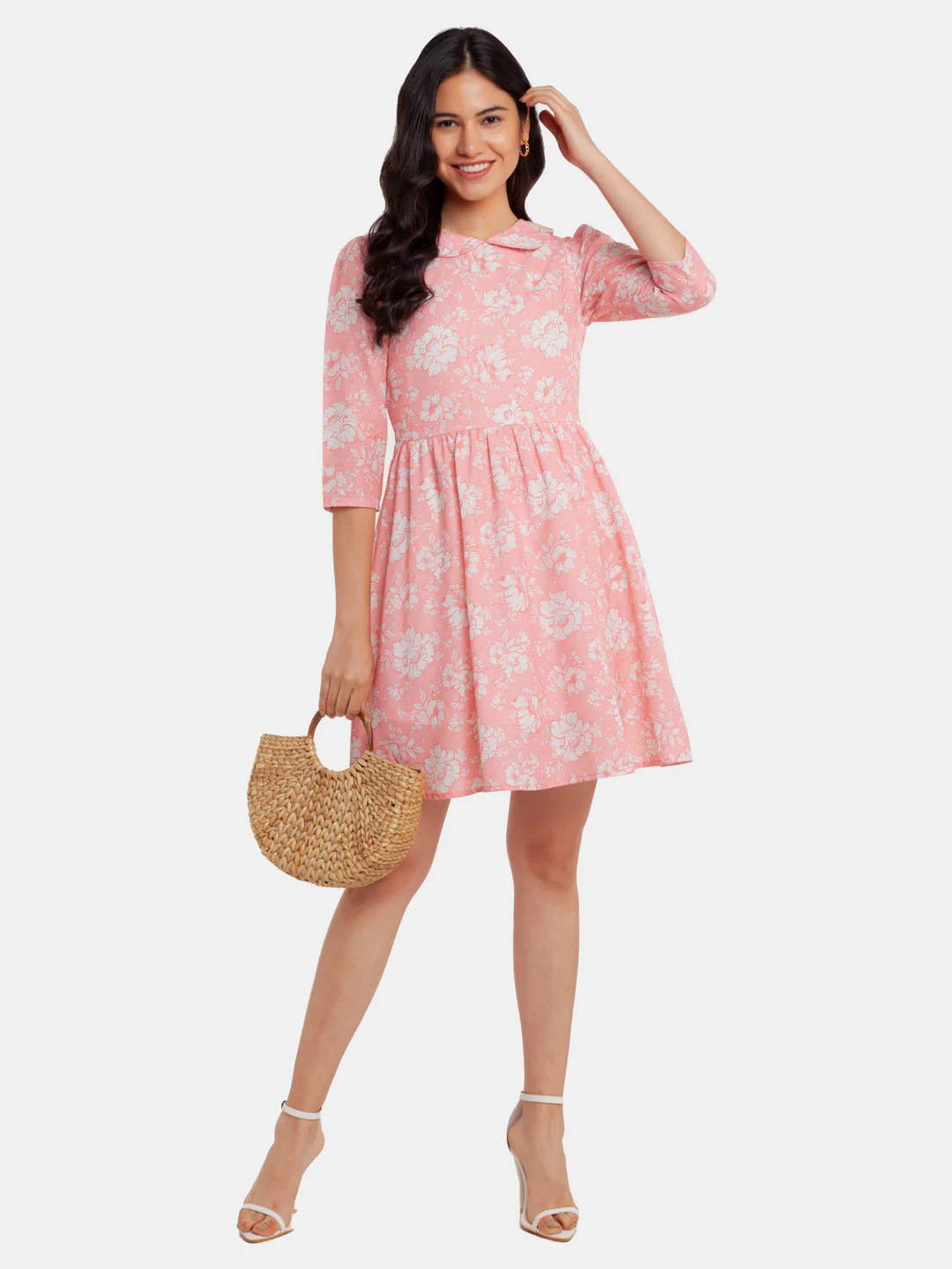 Pink Printed Short Dress - Image 5