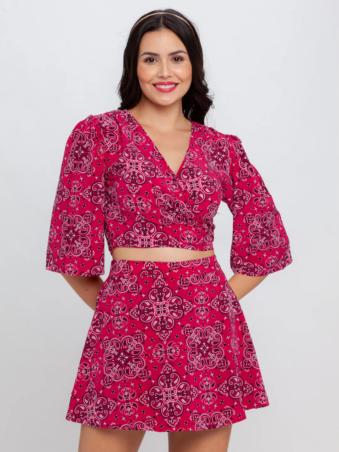 Pink Printed Tie-Up Top - Image 2
