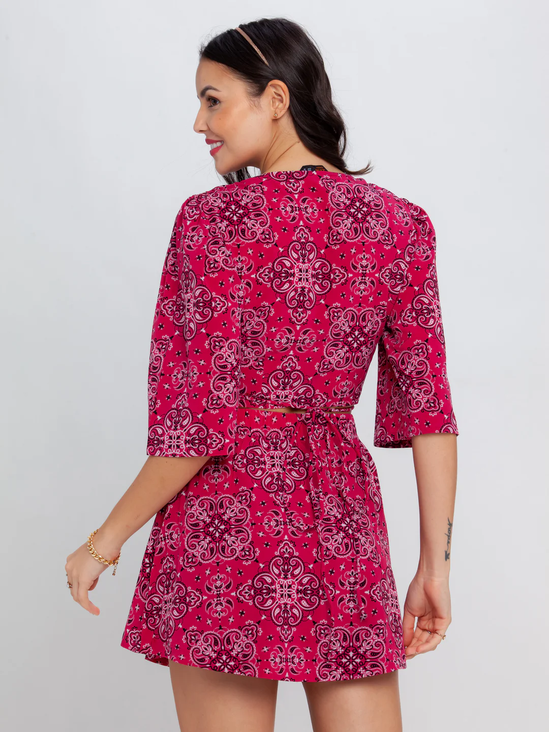 Pink Printed Tie-Up Top - Image 4