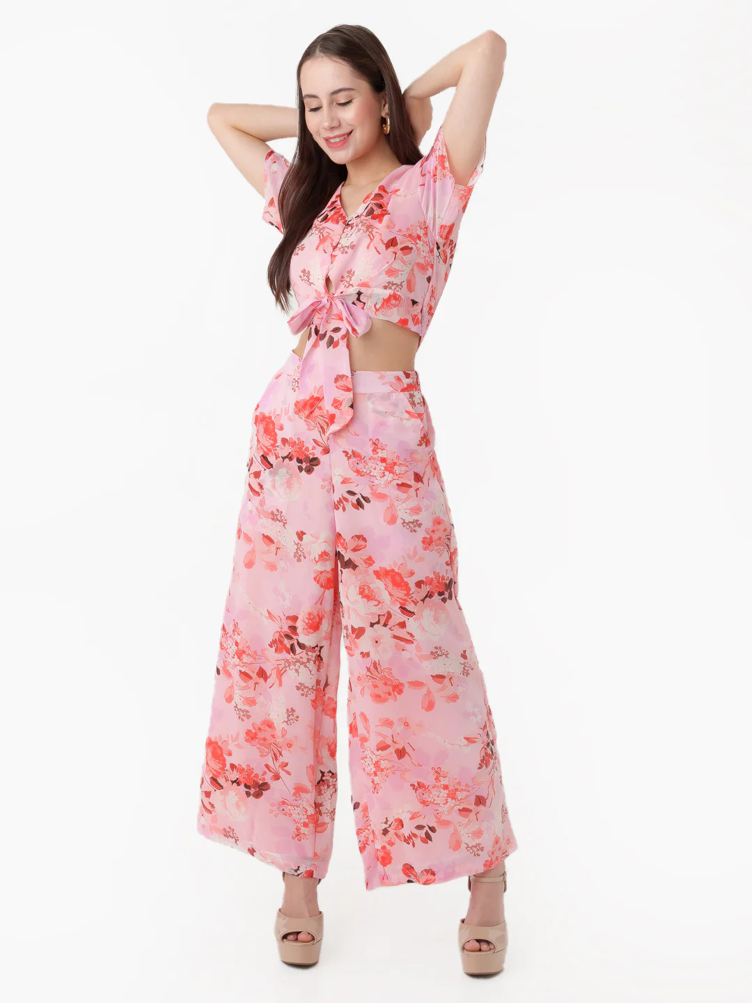 Pink Printed Tie-Up Top