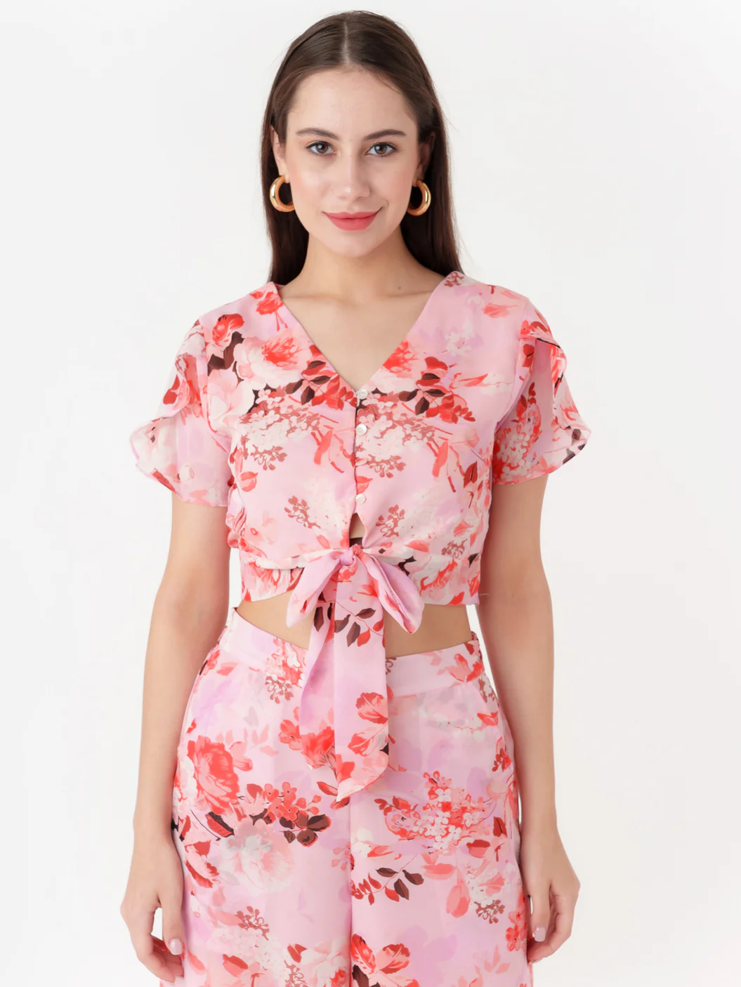 Pink Printed Tie-Up Top - Image 2