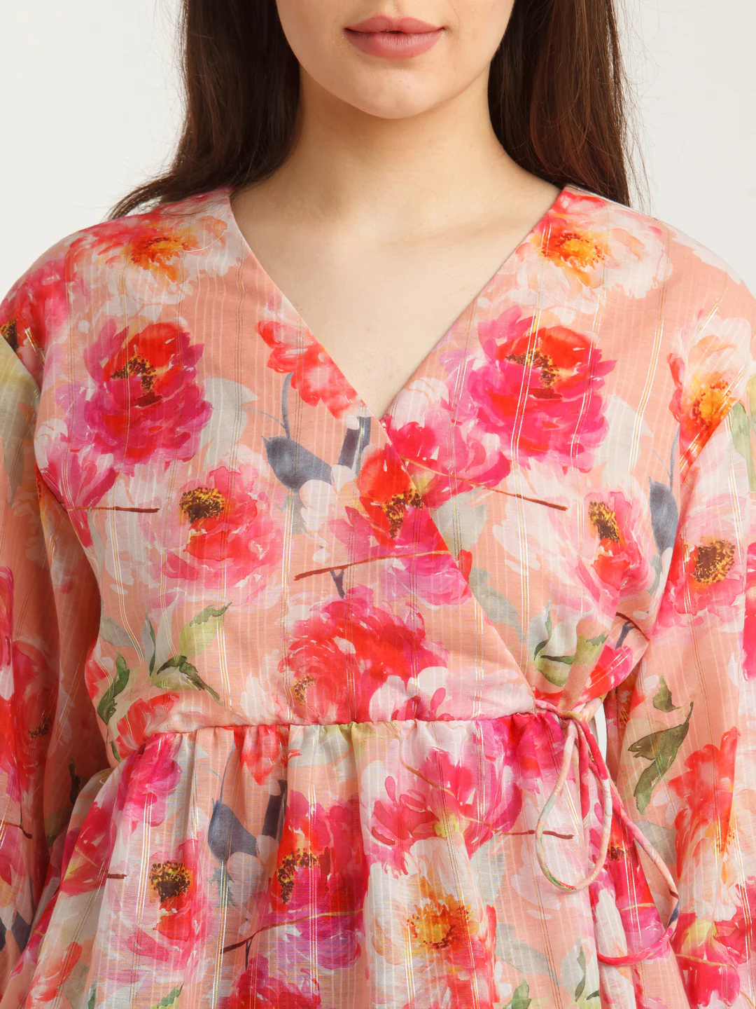 Pink Printed Wrap Top - Image 6
