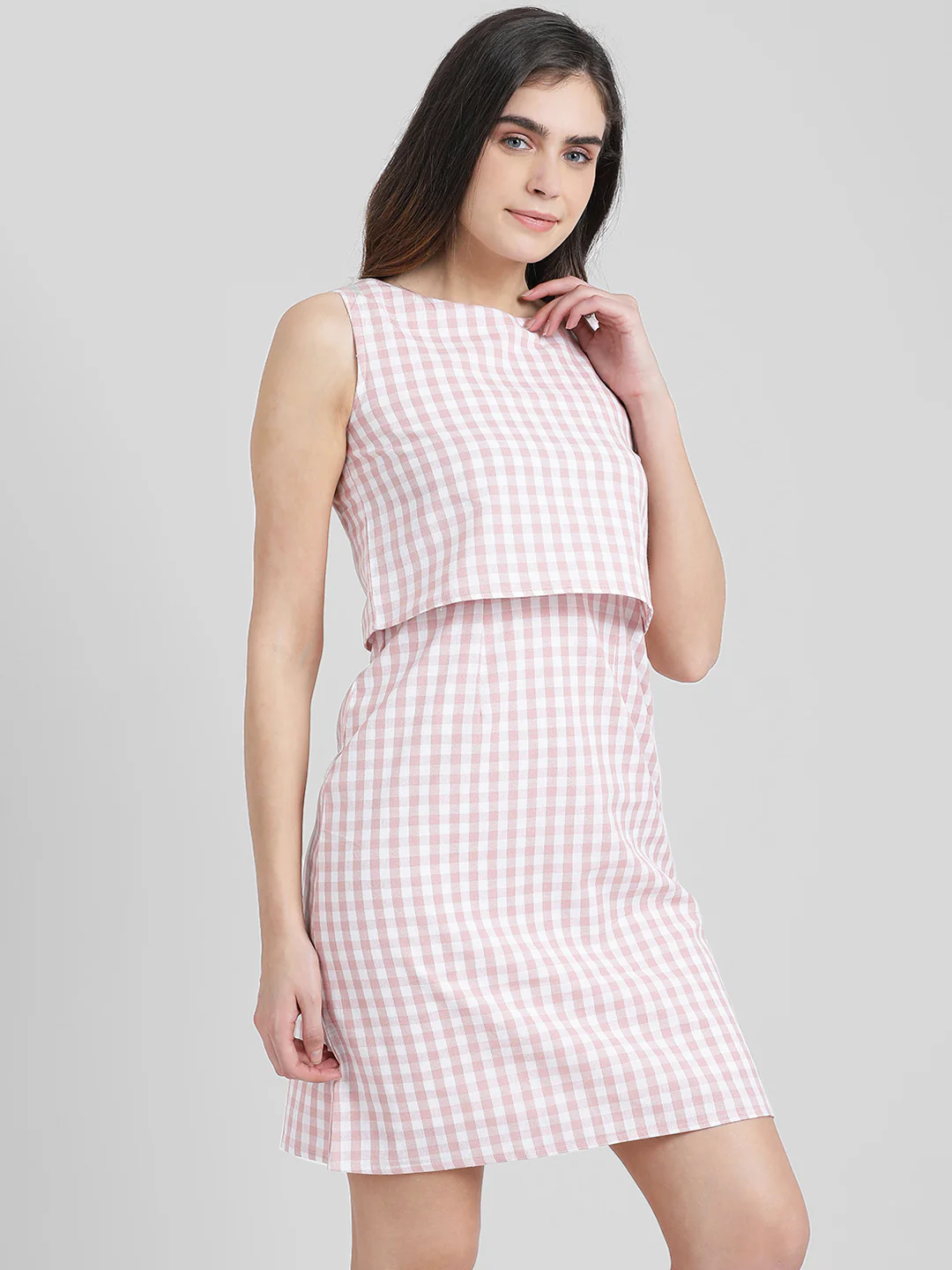 Pink Printeded A-Line Dress - Image 3