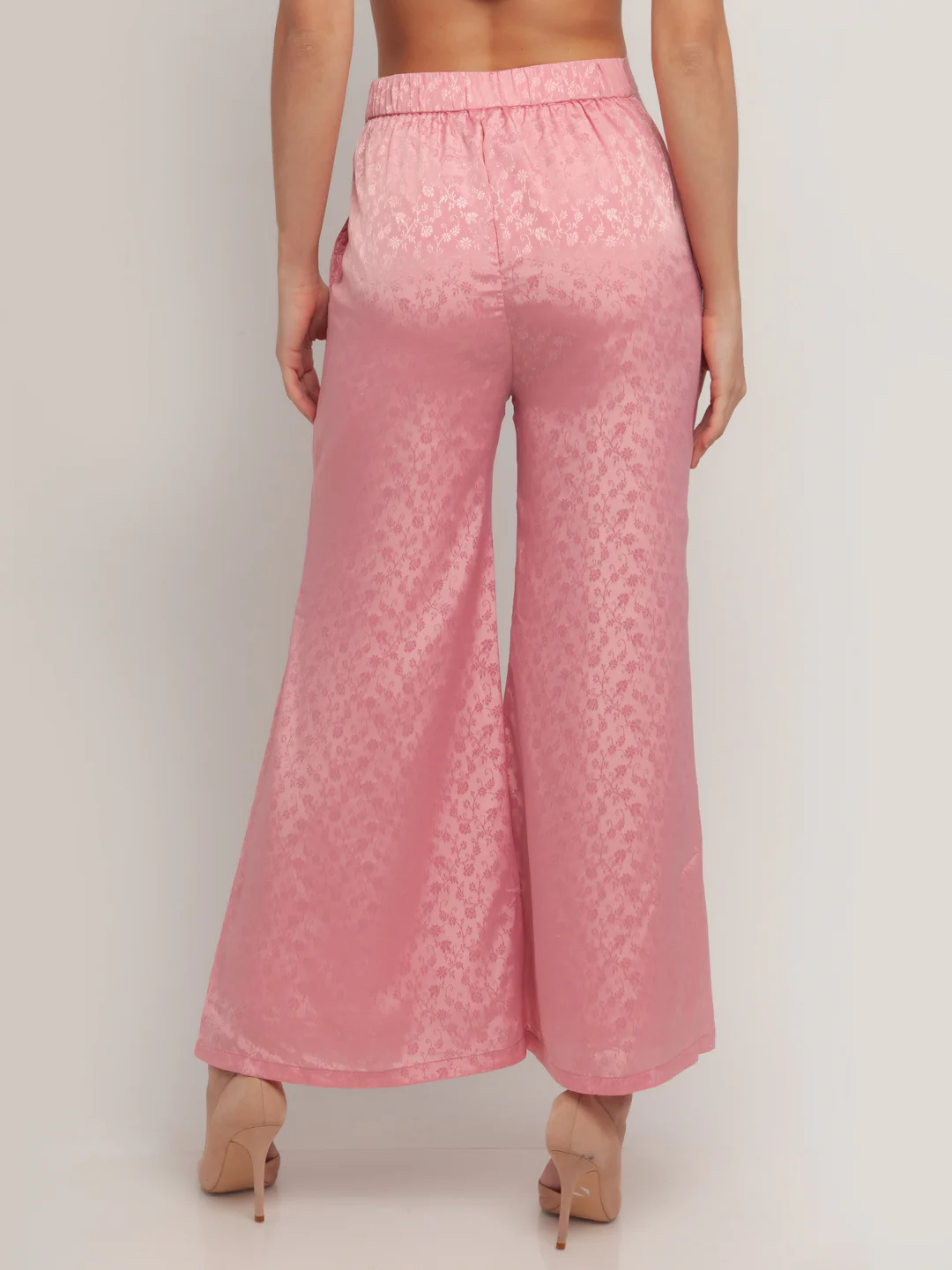 Pink Self Design Palazzo - Image 4