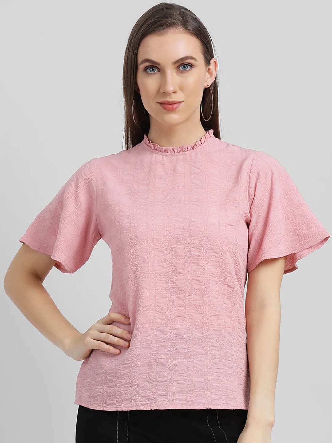 Pink Self Design Regular Top