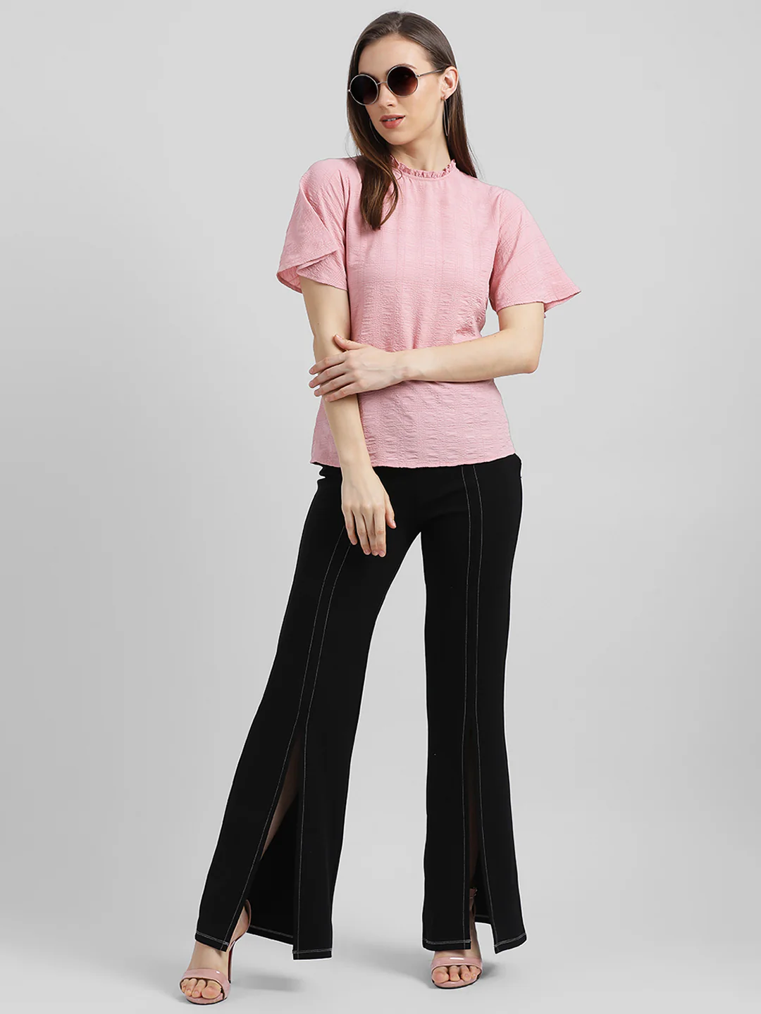 Pink Self Design Regular Top - Image 5