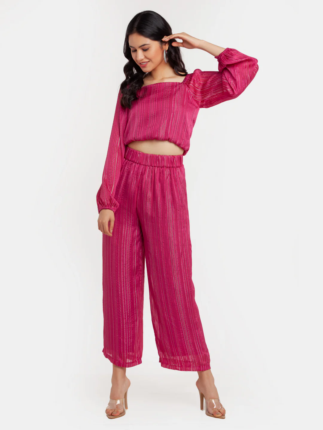 Pink Shimmer Elasticated Trouser