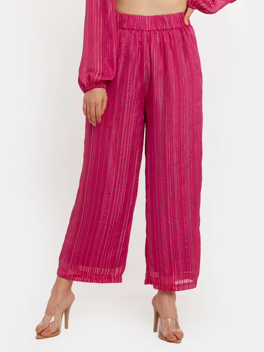 Pink Shimmer Elasticated Trouser - Image 2
