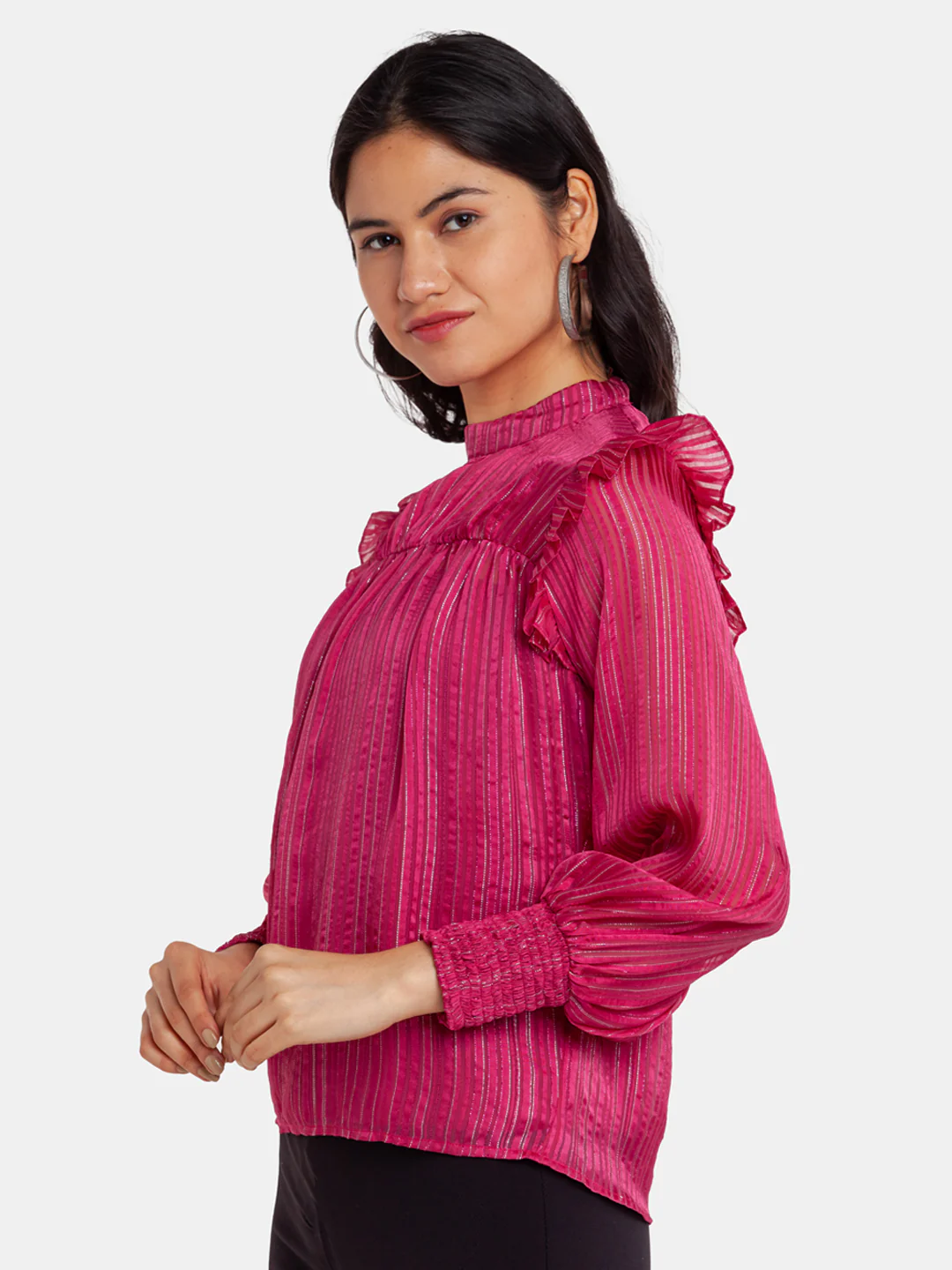 Pink Shimmer Ruffles Top - Image 4