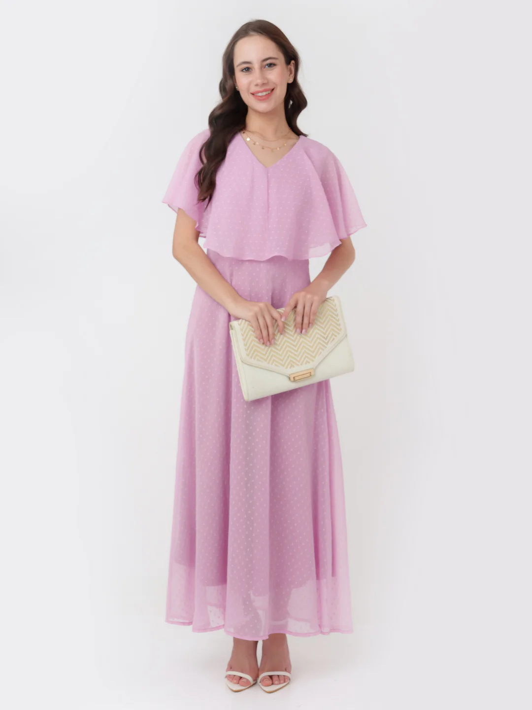 Pink Solid A-Line Maxi Dress - Image 5