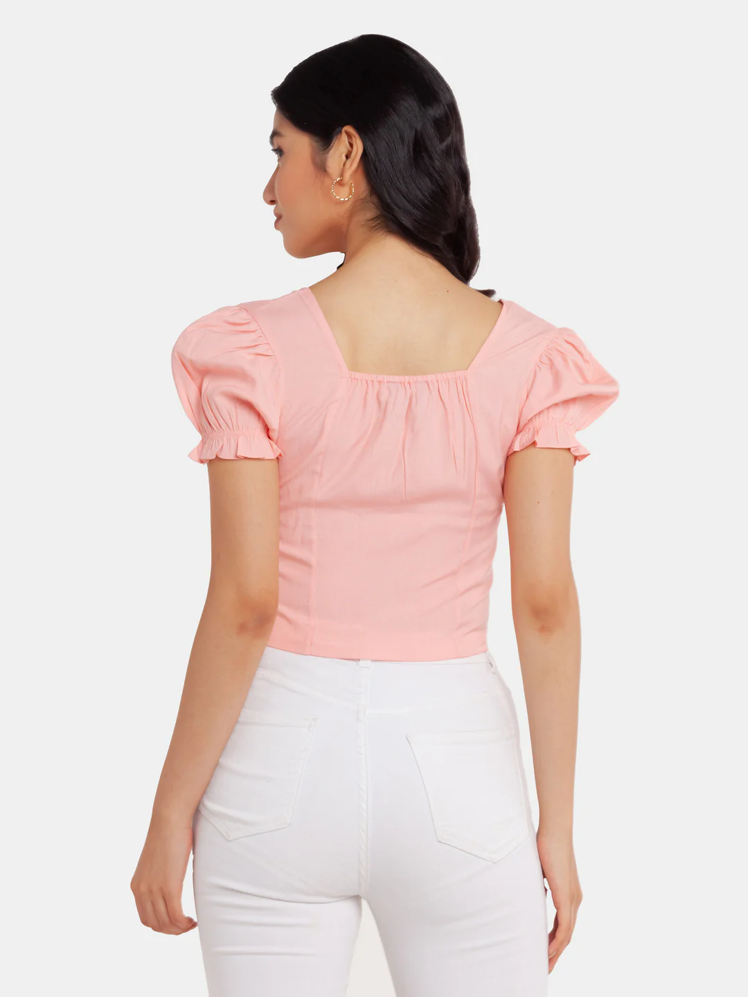 Pink Solid Bodycon Top - Image 4