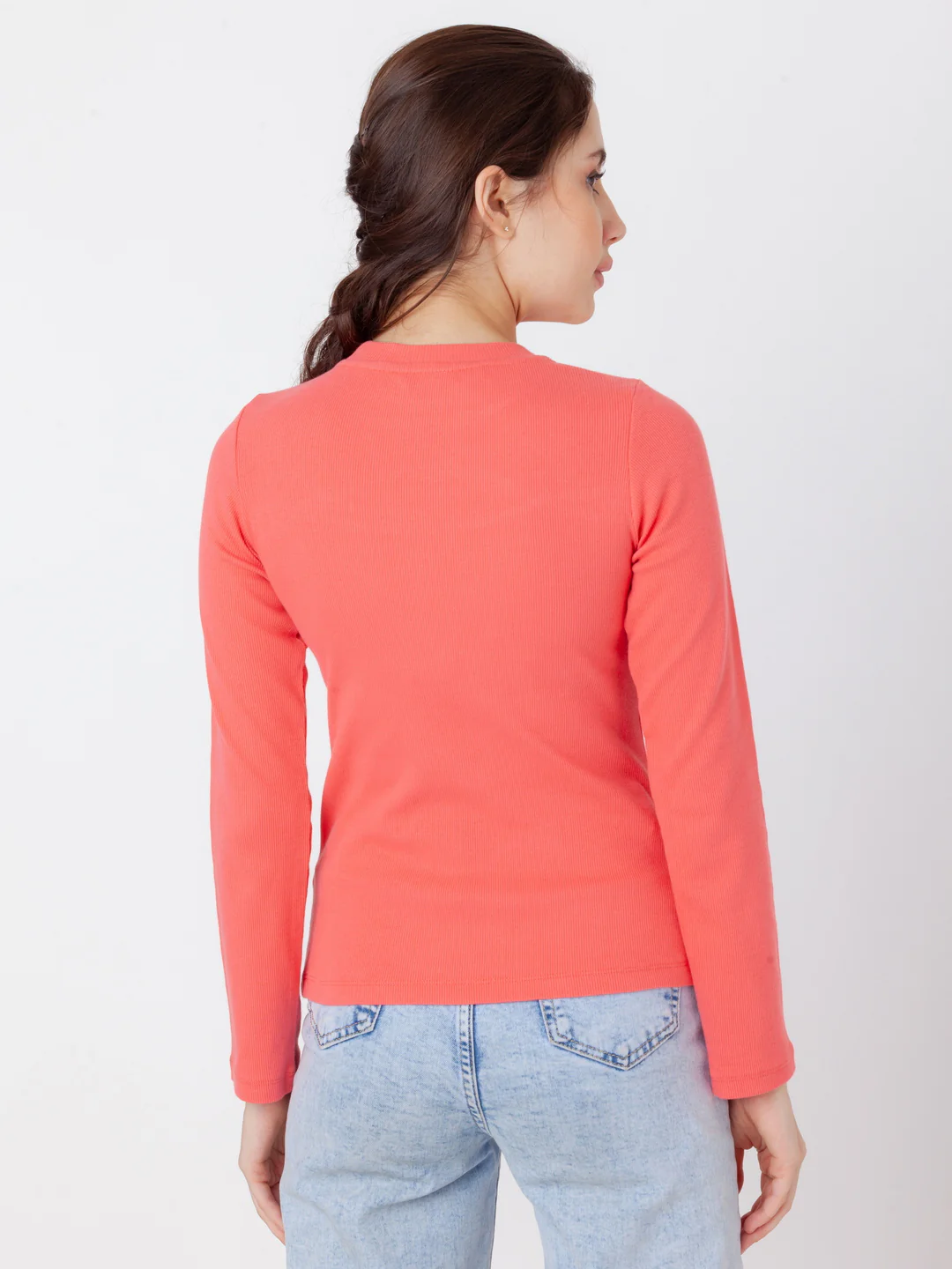 Pink Solid Bodycon Top - Image 4