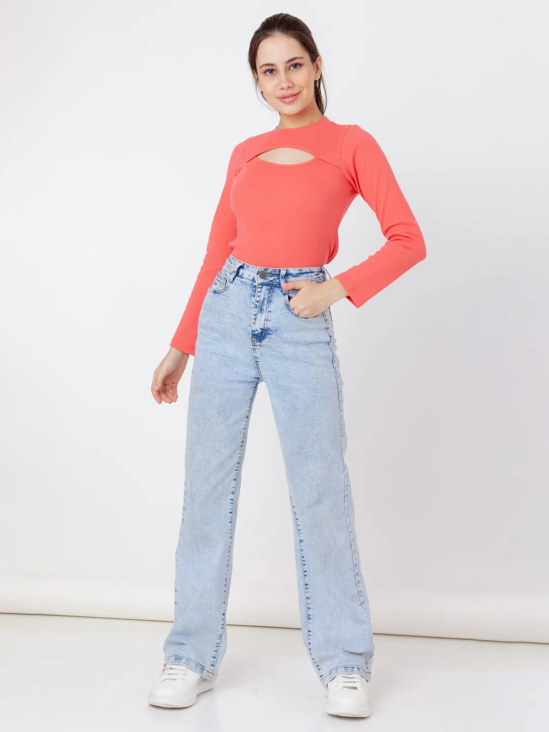 Pink Solid Bodycon Top - Image 5