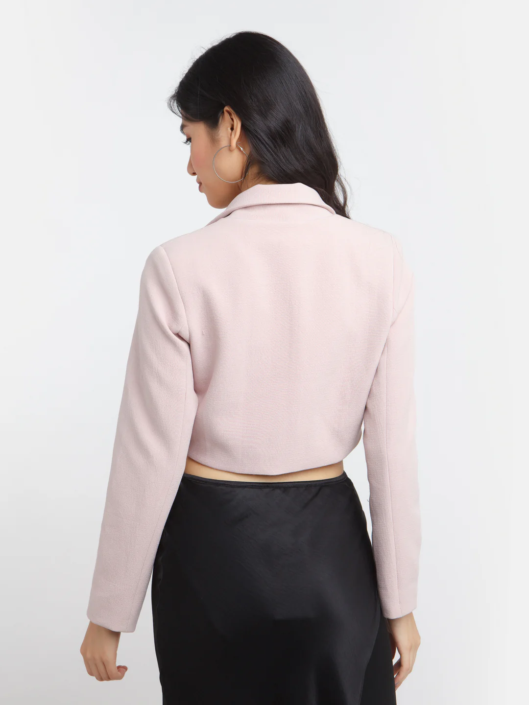 Pink Solid Crop Blazer - Image 4