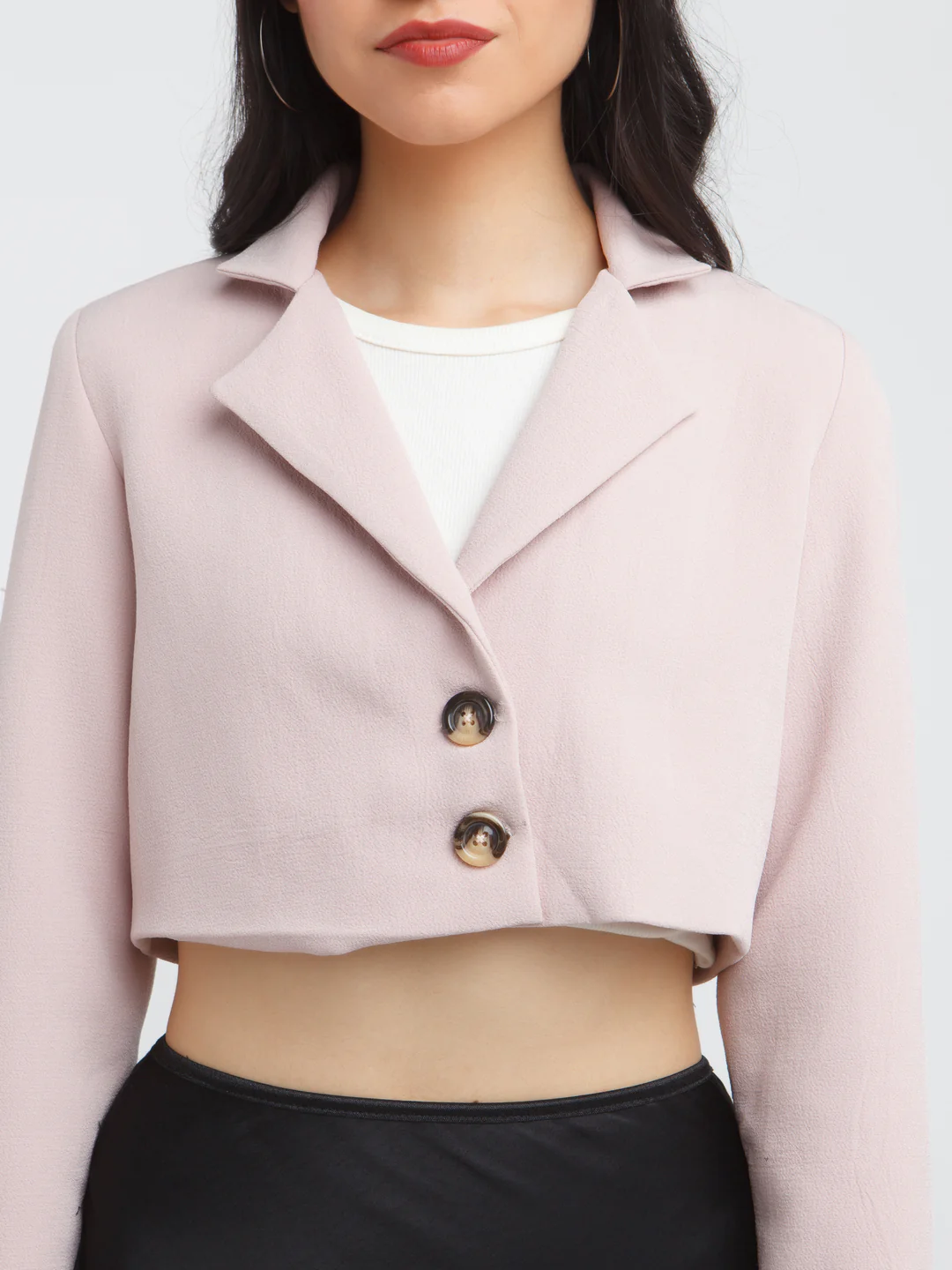 Pink Solid Crop Blazer - Image 6
