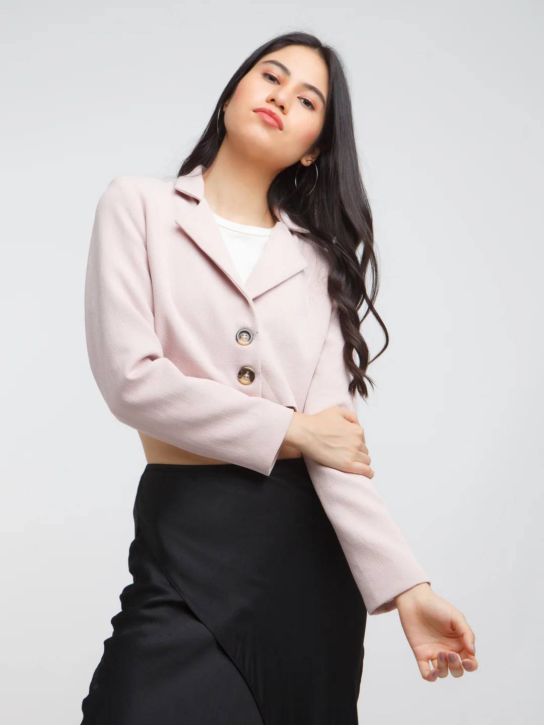 Pink Solid Crop Blazer - Image 7