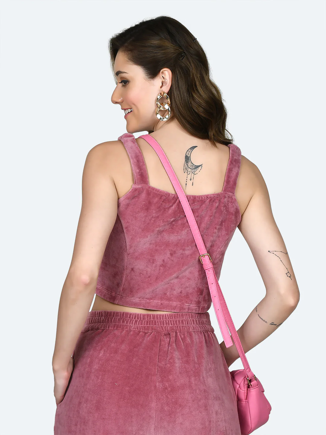 Pink Solid Crop Top - Image 2