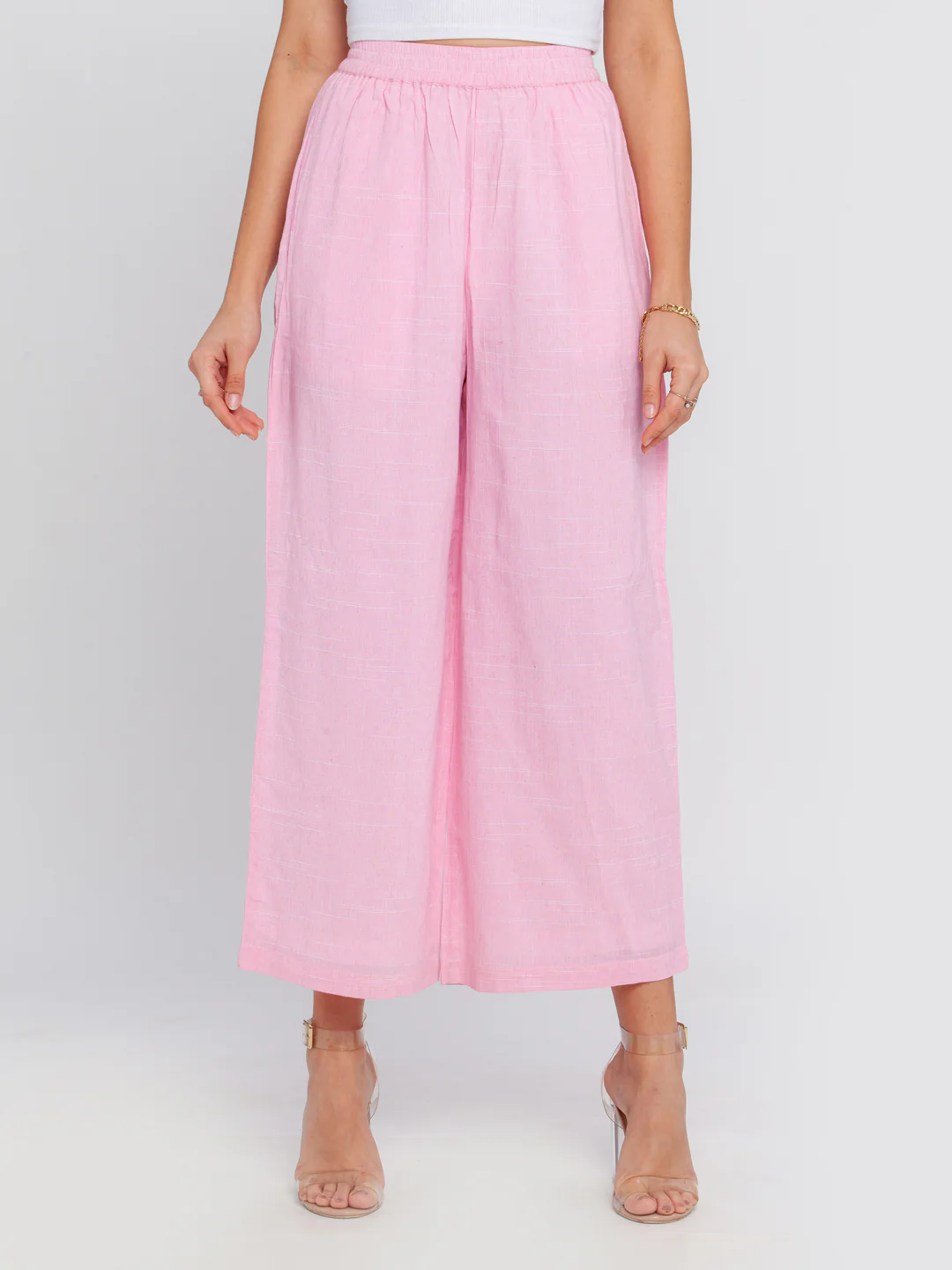 Pink Solid Elasticated Trouser - Image 2