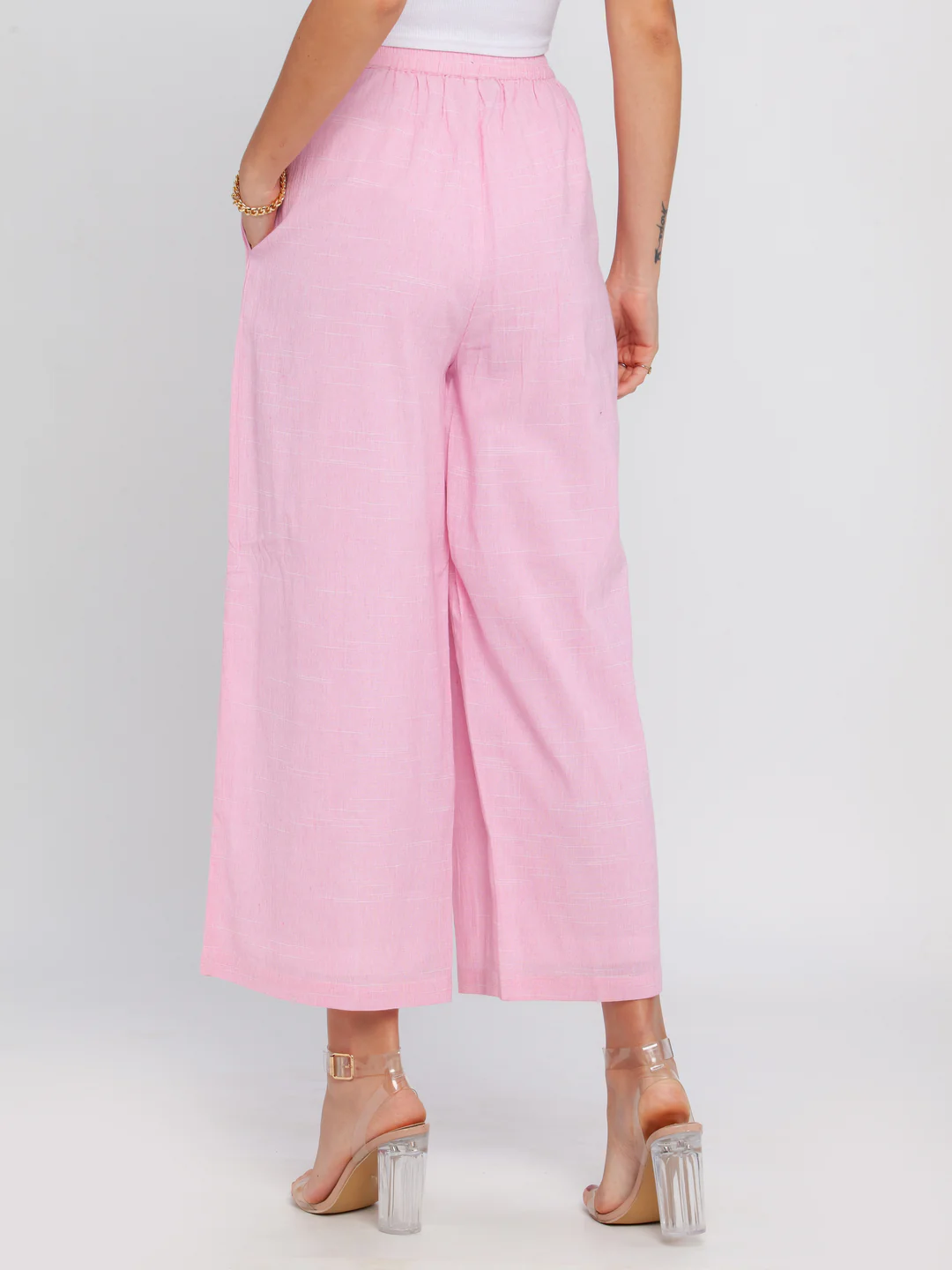 Pink Solid Elasticated Trouser - Image 4